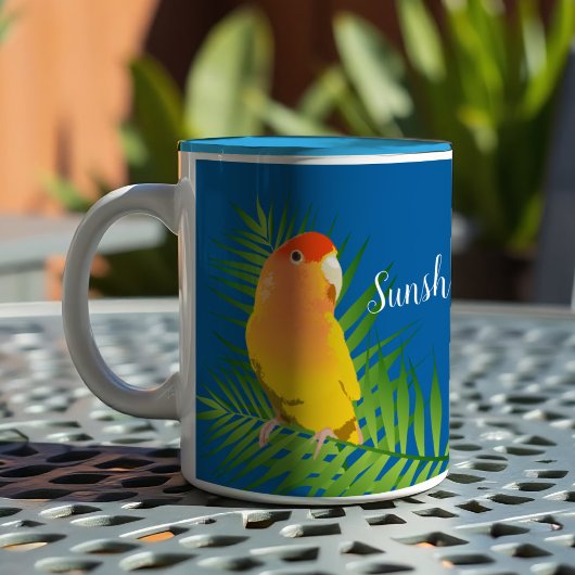 Pet Lovebird Parrot Gelbe Lutino Blätter Blauer Na Zweifarbige Tasse