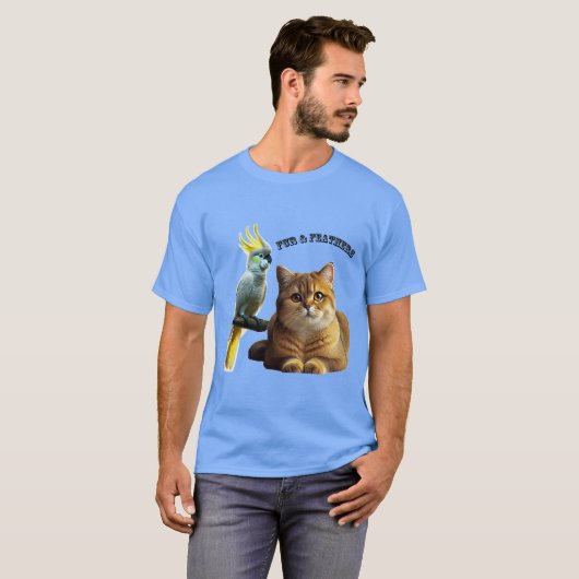 Pet Lover British Shorthair Cat & Cockatoo Bird T-Shirt (Vorne ganz)