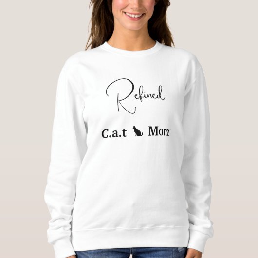 Pet Lover Customize Script Black And White Cat Mom Sweatshirt (Vorderseite)