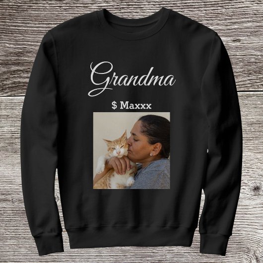 Pet Lover Cute Cat Mom Photo Personalized Grandma Sweatshirt