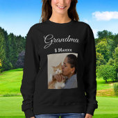 Pet Lover Cute Cat Mom Photo Personalized Grandma Sweatshirt