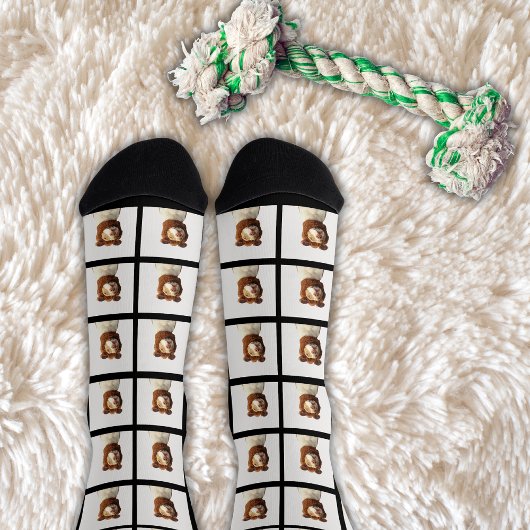 Pet Lover Dog FotoCollage Custom Black Socken