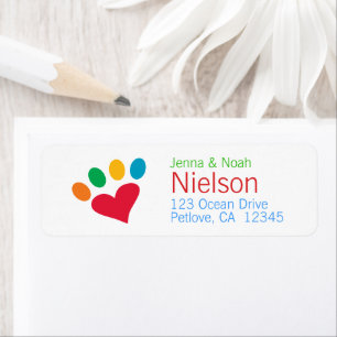 Pet Lover Heart Hund Katze Paw Print Rücksendeadre