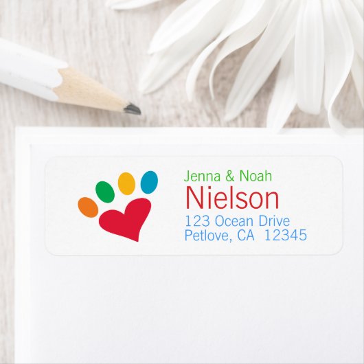 Pet Lover Heart Hund Katze Paw Print Rücksendeadre (Insitu)