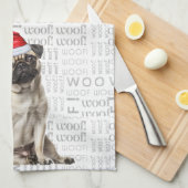 Pet Lover Holiday Pug Santa Dog Christmas Geschirrtuch (Viertel Falte)