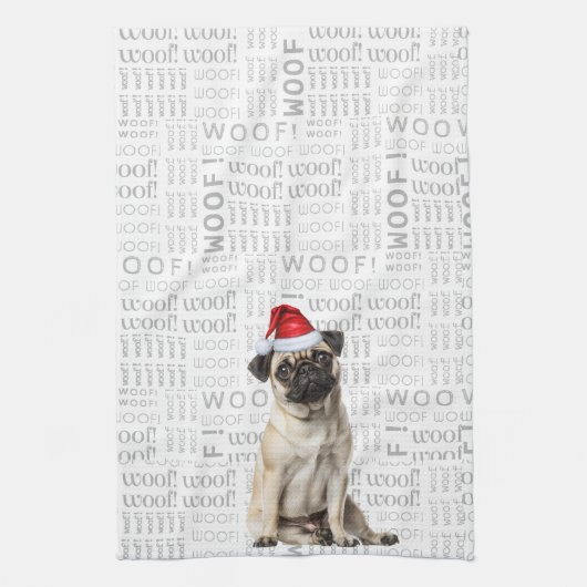 Pet Lover Holiday Pug Santa Dog Christmas Geschirrtuch (Vertikal)
