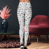 Pet Lover Light Grey Kitty Feline Meow Cat Pattern Leggings