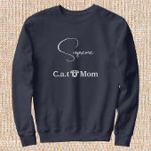 Pet Lover Navy Blue White Script Custom Cat Mom Sweatshirt