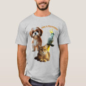 Pet Lover of Fur & Feathers Dog, Cat and Bird URM T-Shirt (Vorderseite)