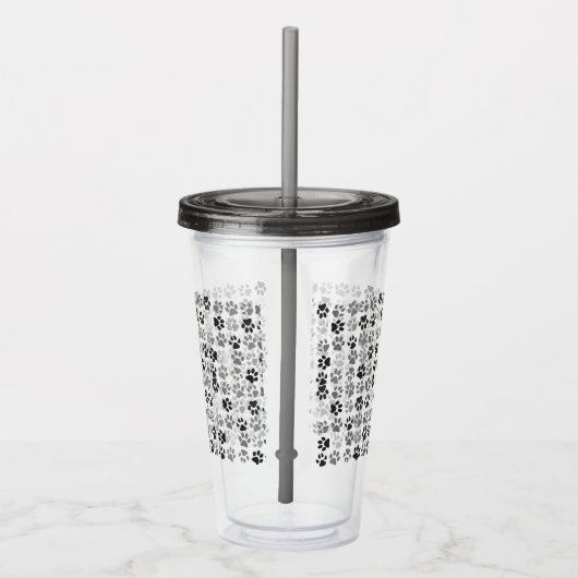 Pet Lover Paw Prints Schwarz-weiß Acryltrinkbecher (Rechts)