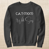 Pet Lover White Script Cat Mom Personalized Grey Sweatshirt