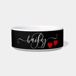 Pet Lovers Black My Heart Monogram Name Napf
