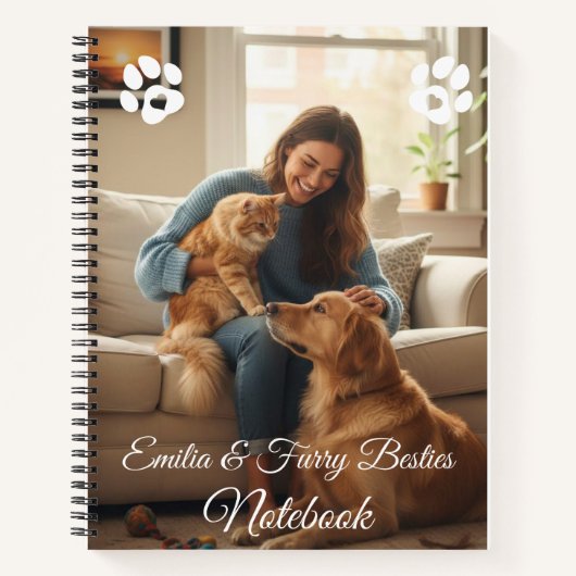 Pet Lover's Custom Photo & Name Notebook Notizblock (Vorderseite)