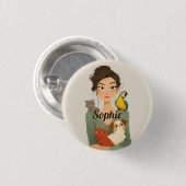 Pet Lover's gemütliches Portrait Button (Vorne & Hinten)