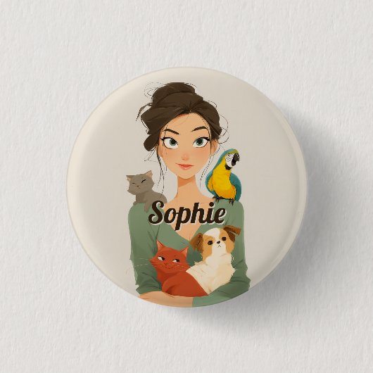 Pet Lover's gemütliches Portrait Button (Vorderseite)