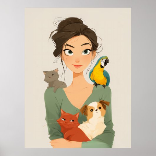 Pet Lover's gemütliches Portrait Poster (Vorne)
