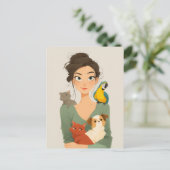 Pet Lover's gemütliches Portrait Postkarte (Stehend Vorderseite)