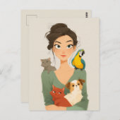 Pet Lover's gemütliches Portrait Postkarte (Vorne/Hinten)