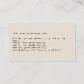 Pet Lover's gemütliches Portrait Visitenkarte (Rückseite)