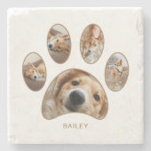 Pet Lovers Gold Paw Print Name Collage Steinuntersetzer (Vorderseite)