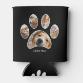 Pet Lovers Paw Print Name Foto Collage Schwarz Dosenkühler (Vorderseite)
