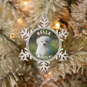 Pet Lovers Paw Prints Custom Christmas Foto Schneeflocken Zinn-Ornament