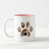 Pet Lovers Pink Paw Print Name Collage Zweifarbige Tasse (Links)