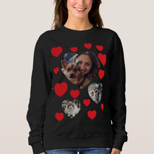Pet Lover's Sweatshirt mit Rotem Herz individuell (Vorderseite)