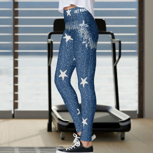 Pet-Mama-Faux-Denim-Jeans mit unregelmäßigen Stern Leggings