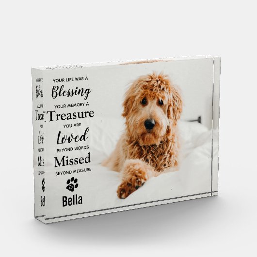 Pet Memorial Beileid Pet Loss Dog Fotoblock (Links)