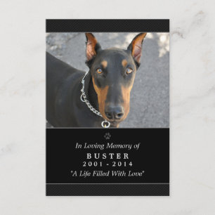 Pet Memorial Card 3.5"x5" Black Don't Grieve Gedic Einladung