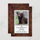 Pet Memorial Card 3.5"x5" - Schokoladenbraun-Foto RSVP Karte (Vorne/Hinten)
