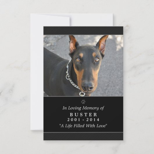 Pet Memorial Card 3.5 "x5" Schwarz - Gott sah Sie Einladung (Vorderseite)
