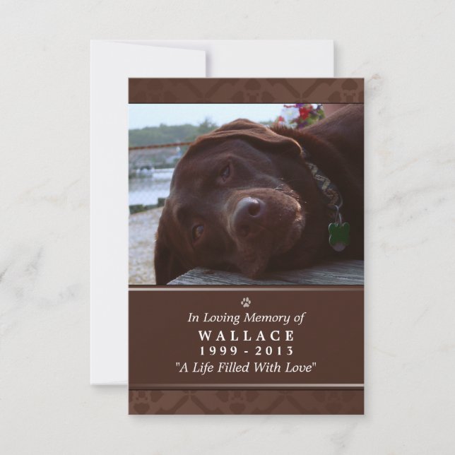 Pet Memorial Card 3.5" x 5" - Dunkelbraunes Foto Einladung (Vorderseite)