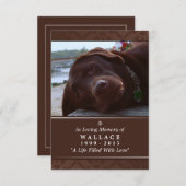 Pet Memorial Card 3.5" x 5" - Dunkelbraunes Foto Einladung (Vorne/Hinten)