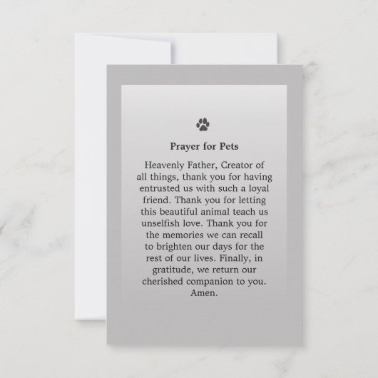 Pet Memorial Card 3.5" x 5" - Grau Modernes Foto Einladung (Rückseite)