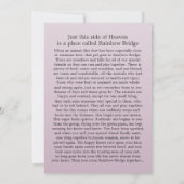 Pet Memorial Card 5"x7" Pink Modern - Weibliche Ha Ankündigung (Rückseite)