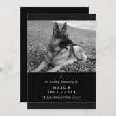 Pet Memorial Card 5"x7" Schwarz - Gott sah Sie Ged Programm (Vorne/Hinten)