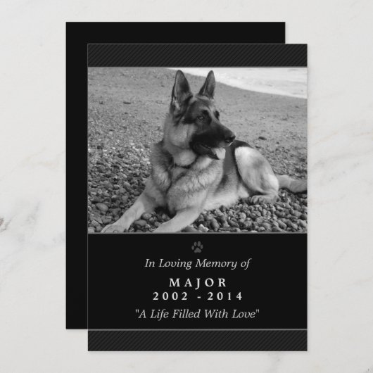 Pet Memorial Card 5"x7" Schwarz - Gott sah Sie Ged Programm (Vorne/Hinten)