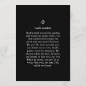 Pet Memorial Card 5"x7" Schwarz - Gottes Gartenged Programm (Rückseite)