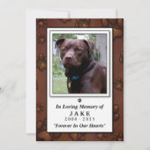 Pet Memorial Card 5 x 7 - Brown Pawprints Einladung (Vorderseite)