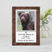 Pet Memorial Card 5 x 7 - Brown Pawprints Einladung (Stehend Vorderseite)