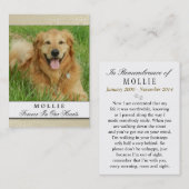 Pet Memorial Card Creme - Gedicht Visitenkarte (Vorne/Hinten)