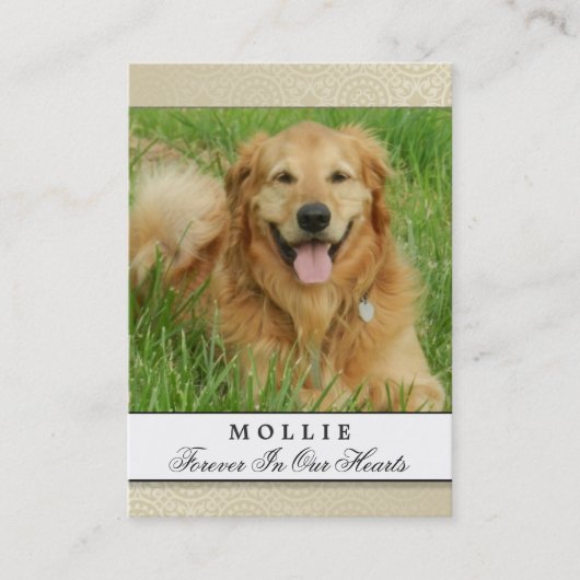 Pet Memorial Card Creme - Gedicht Visitenkarte (Vorderseite)