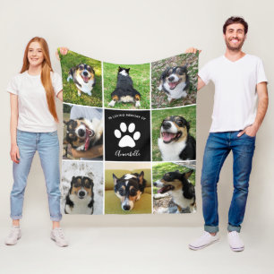 Pet Memorial Custom Dog Foto Collage Paw Print Fleecedecke
