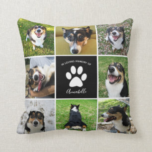 Pet Memorial Custom Dog Foto Collage Paw Print Kissen