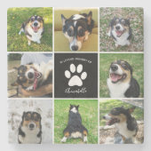 Pet Memorial Custom Dog Foto Collage Paw Print Steinuntersetzer (Vorderseite)