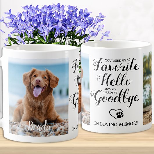 Pet Memorial Custom Foto Dog Paw Print Pet Loss Kaffeetasse