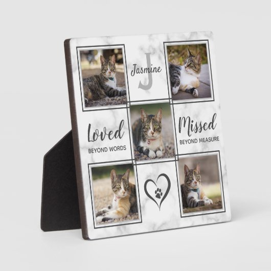 Pet Memorial Einzigartige Cat Foto Collage Fotoplatte (Vorderseite)