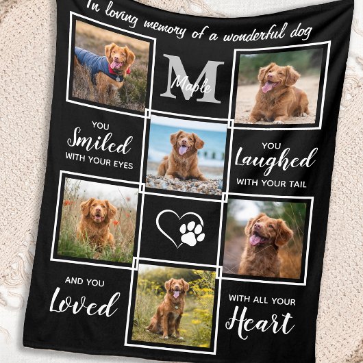 Pet Memorial Elegante Personalisiert 6 FotoCollage Fleecedecke